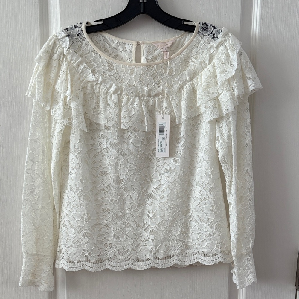 Brand new Rebecca Taylor Ivory Lace Ruffle Blouse